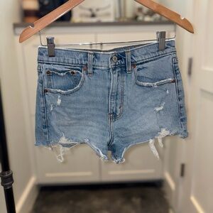 Abercrombie & Fitch Light Blue Distressed Jean Shorts